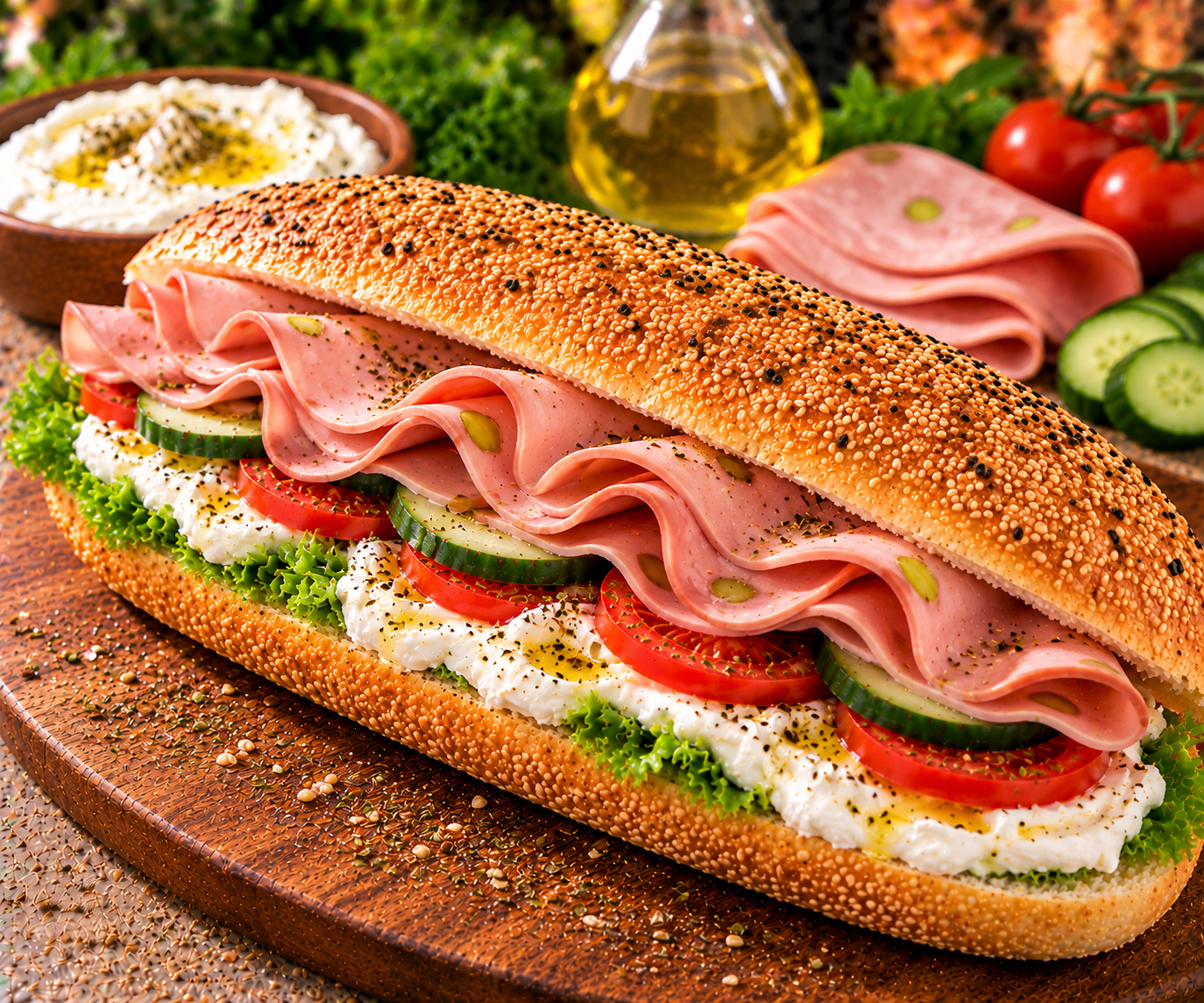 Labneh and mortadella